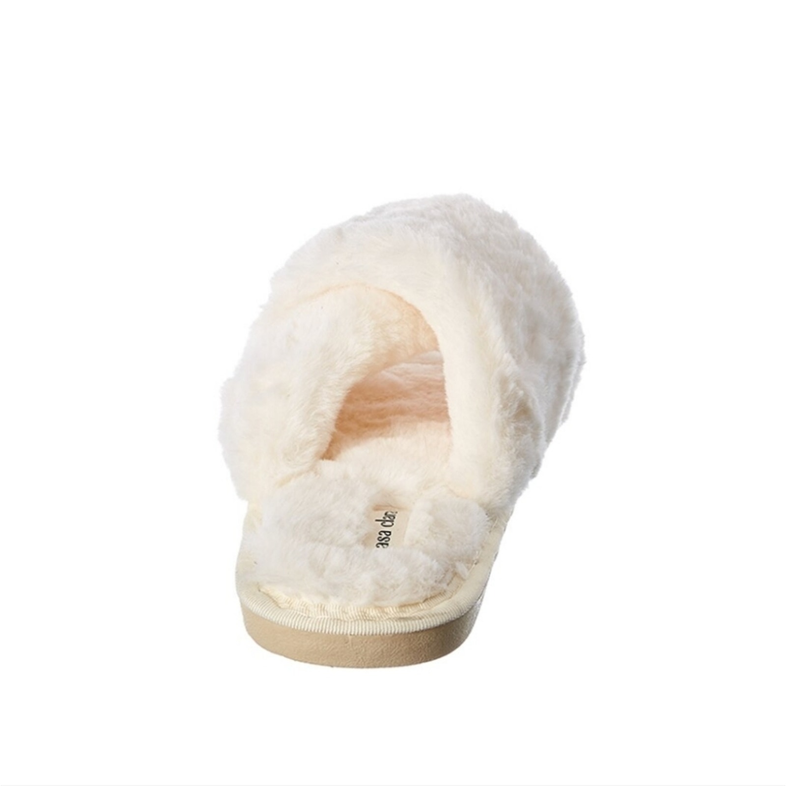 Nwt Casa Clara Ava White Criss Cross Faux Fur Slipper Size Large (40-41) — image 4 of 8